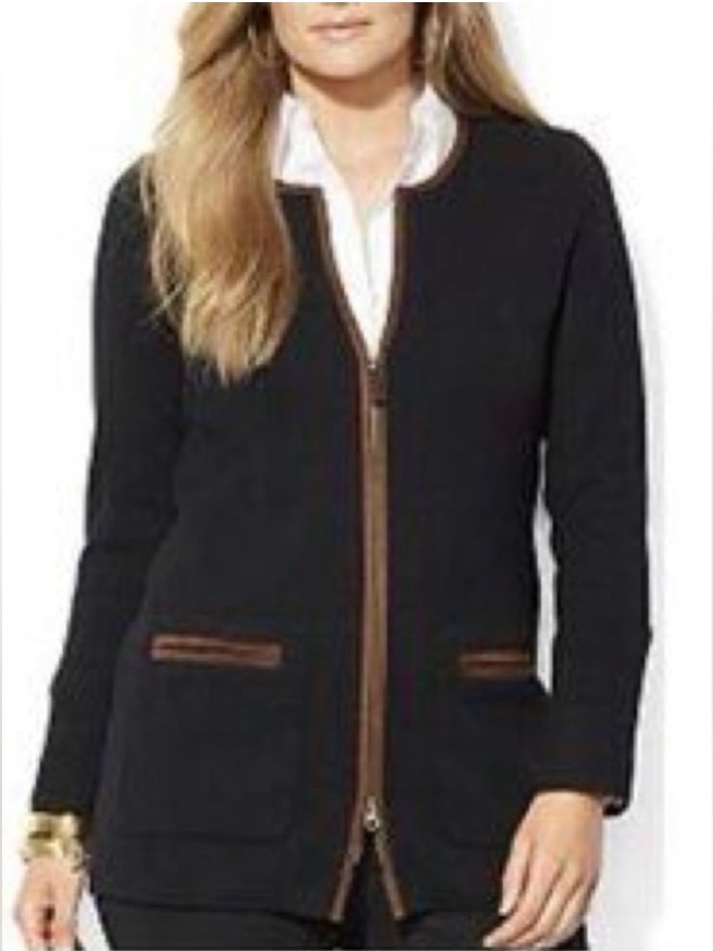 Lauren Ralph Lauren 100% Cotton Equestrian Dual Zip Sweater
Size XL